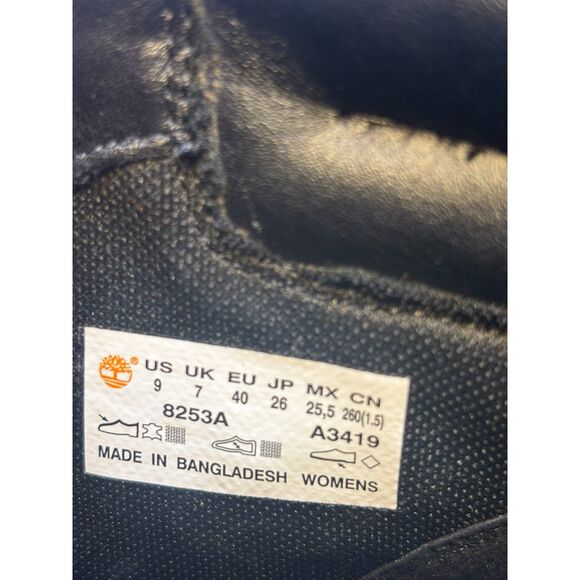 Timberland Women's Amston Wedge Booties Leather Suede Sz 9 Black Bikercore, Goth - Picture 6 of 9